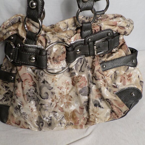 Wilsons Leather Floral Fabric Medium Sz Shoulder Bag - Picture 2 of 12